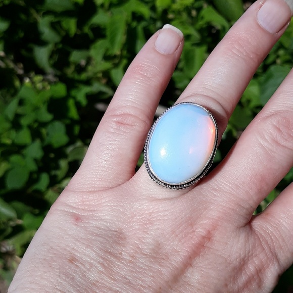 New Opal Opalite Antique Design 925 Silver Ring. - Picture 8 of 8